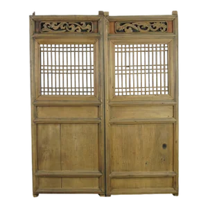 A Pair Antique Chinese Wood Screen Panels 1