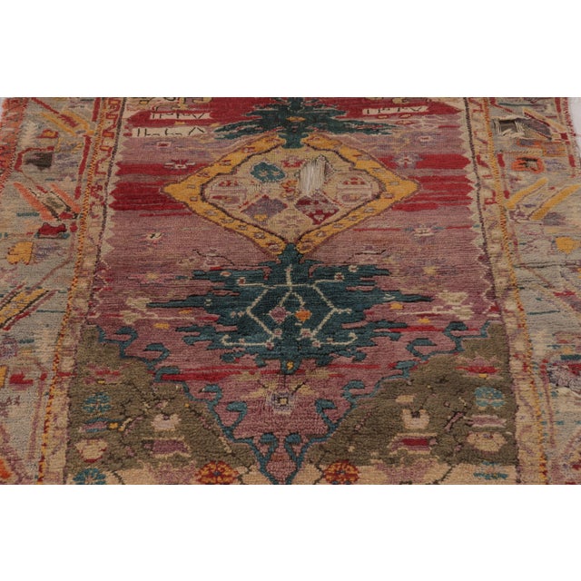 Rug & Kilim Antique Ghiordes Tapestry in Bold Ruby and Sapphire Tribal Medallions - Rug & Kilim For Sale - Image 4 of 8