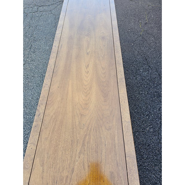 Mid-Century Hollywood Regency Mastercraft Furniture 9-Drawer Long Dresser With Burl Trim For Sale - Image 9 of 10