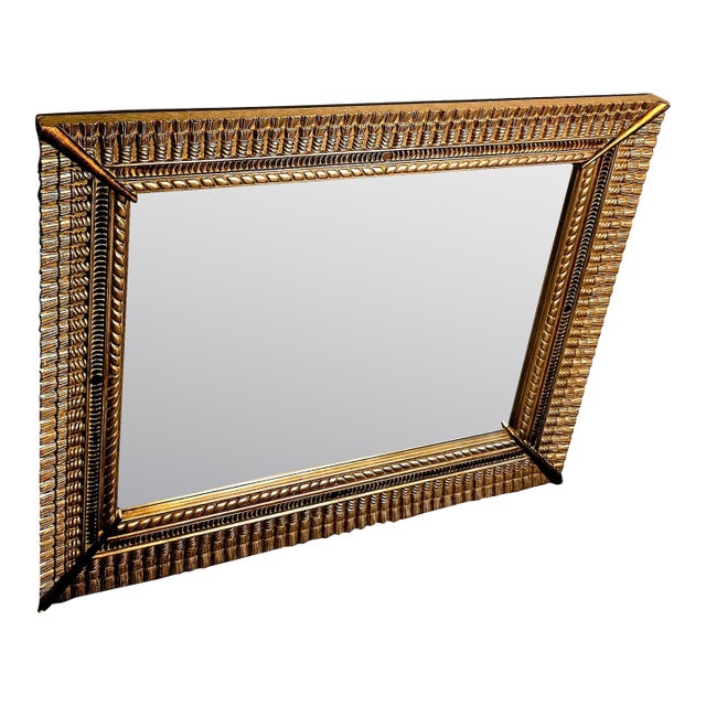 Substantial Roman Inspired Gilt Wood Composite Mirror With Neoclassical Accents For Sale