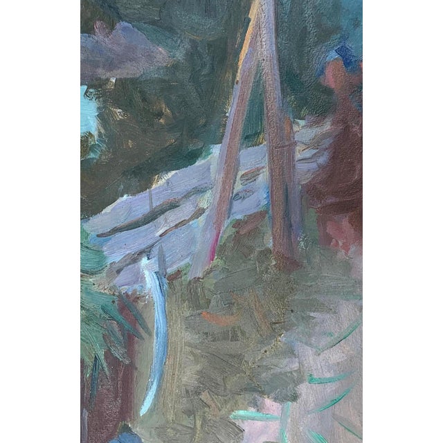 Rural Landscape Antique Painting Original Soviet Art Ukrainian Artist Sokolovsky G. 44-28 1960s For Sale - Image 4 of 6