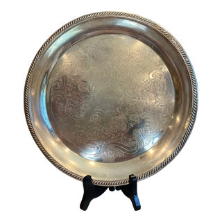 Silverplated Fb Rogers Round Serving Tray For Sale