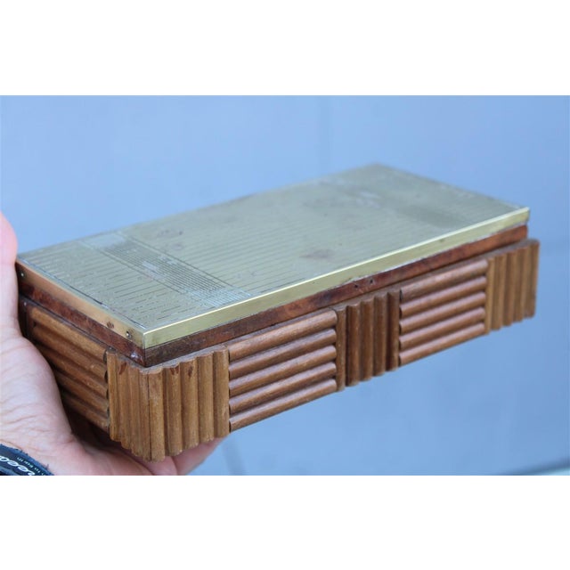 Wooden and Brass Tobacco Box, 1970s For Sale - Image 6 of 8