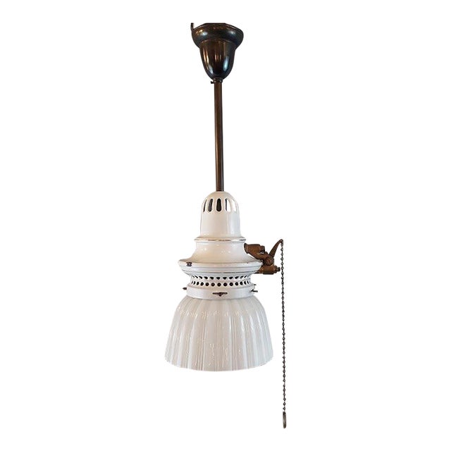 Late 20th Century Humphrey Inverted Arc Ceiling Fixture With Glass Shade For Sale