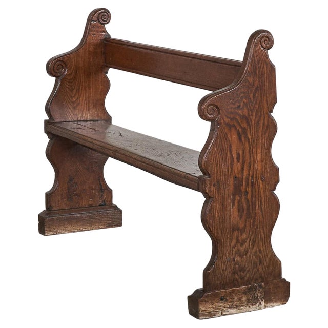 Antique Hall Bench in Carved Oak, 19th Century For Sale