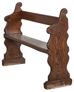 Antique Hall Bench in Carved Oak, 19th Century