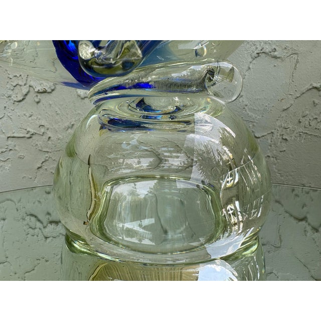 Vintage Blue & Clear Art Glass Swan Sculpture With Controlled Bubble Inclusions For Sale In Orlando - Image 6 of 12