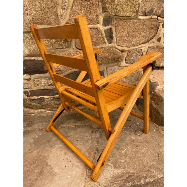 Mid Century Child’s Wood Folding Chair For Sale - Image 4 of 9