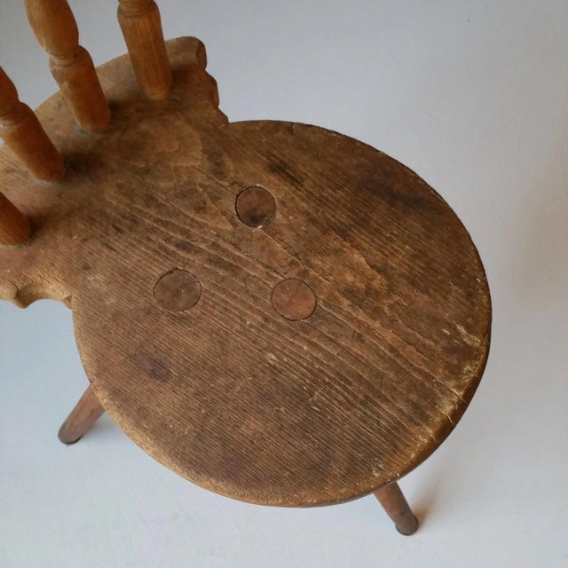 Wood 19th Century Wooden Tripod Side Chair For Sale - Image 7 of 9