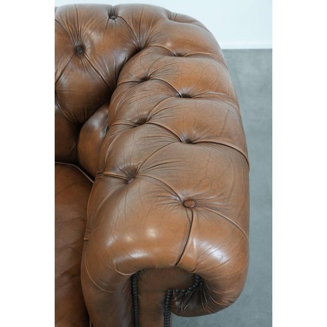 Brown Chesterfield Club Chair in Cowhide For Sale - Image 8 of 16