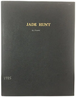 Early 20th Century Vintage Oversize Black Leather Book, A. Livingston Gump's Jade Hunt, Signed