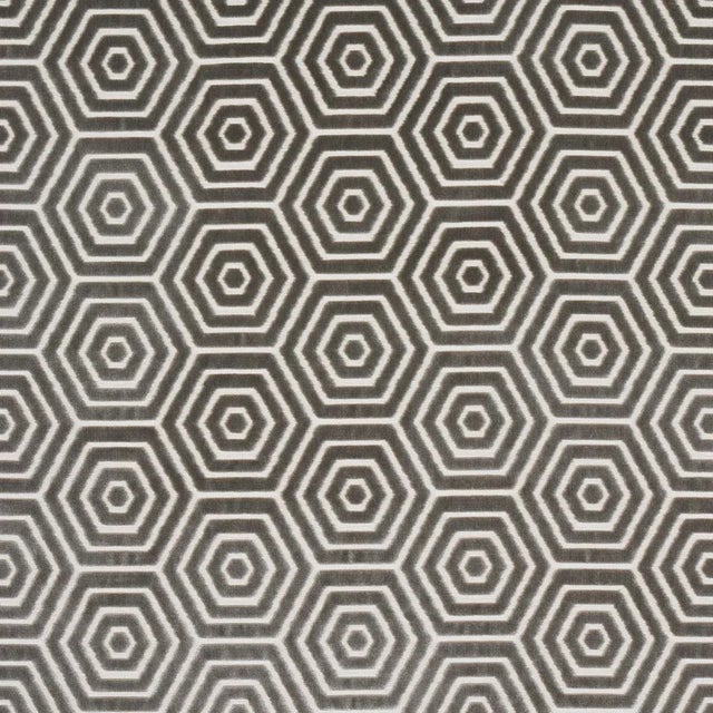 Schumacher x Mary Mcdonald Bees Knees Cut Velvet Fabric in Grey For Sale