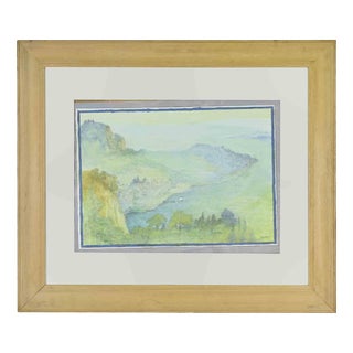 Giovanni Gromo, Landscape, 1980s, Watercolor and Pastel on Cardboard For Sale