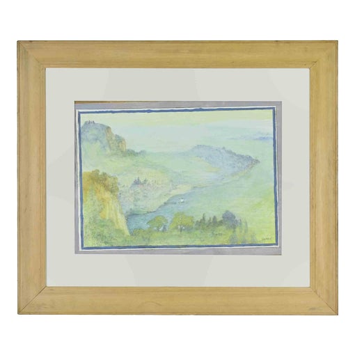 Giovanni Gromo, Landscape, 1980s, Watercolor and Pastel on Cardboard For Sale