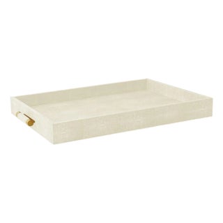 AERIN Classic Faux Shagreen Butler Tray, Cream For Sale