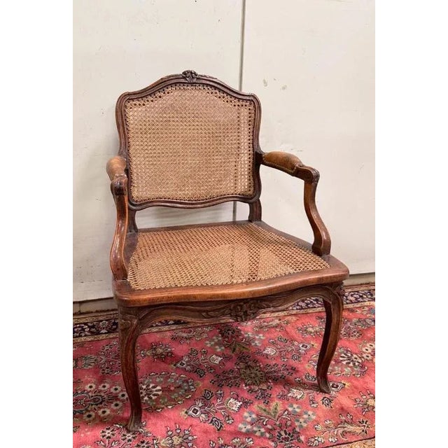Wood Louis XV Provençal Armchair in Carved Walnut For Sale - Image 7 of 7
