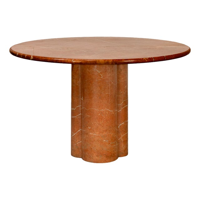 Round Table in Red Travertine by Mario Bellini, 1970 For Sale