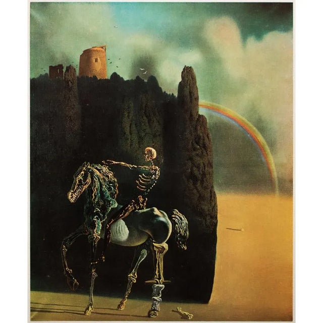 A rare vintage First Edition period photogravure, full-color print of Surrealist painting "Le Chevalier De La Mort" (The...