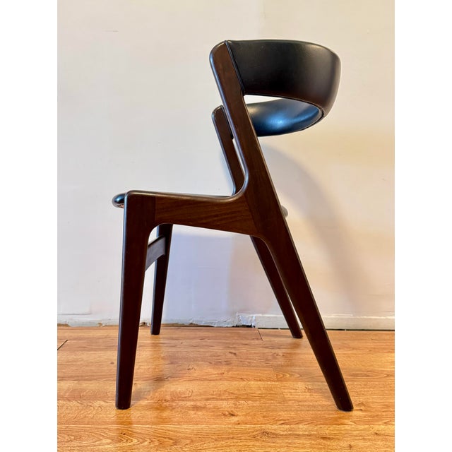 Kai Kristiansen 1960s Pair of “Fire” Armchairs Attributed to Kai Kristiansen Danish Modern Teak & Leather Very Good Condition For Sale - Image 4 of 12