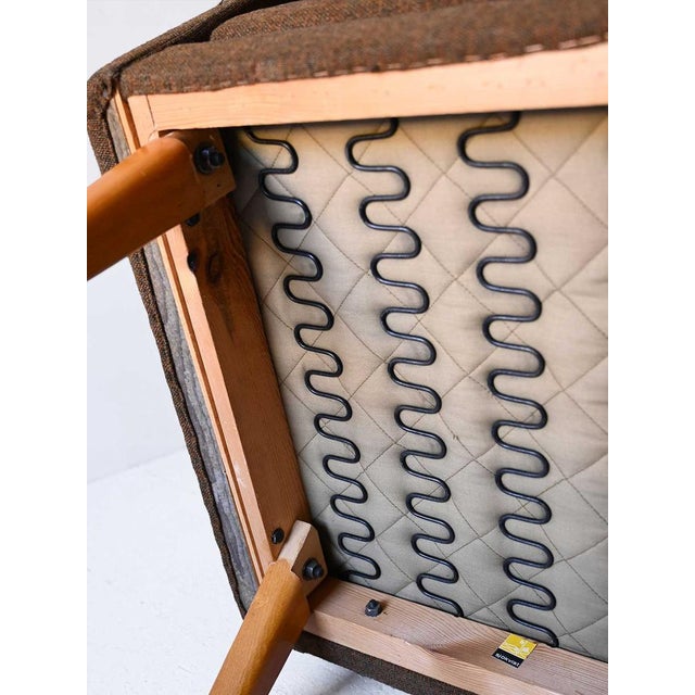 Brown Armchair with Original Fabric, 1960s For Sale - Image 8 of 11