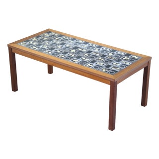 Danish Teak Coffee Table with Ceramic Tile Top, 1960s For Sale
