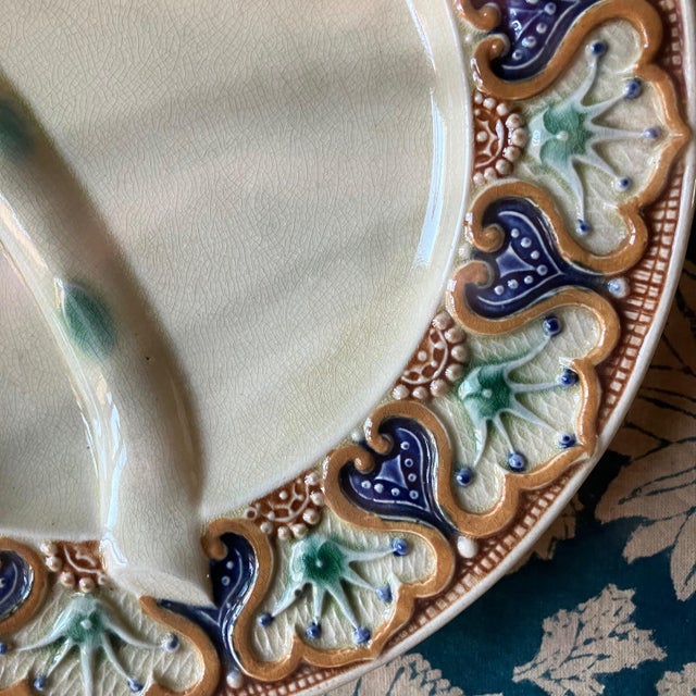 Wasmuel Majolica Asparagus Plates, 1890s, Set of 4 For Sale - Image 9 of 11