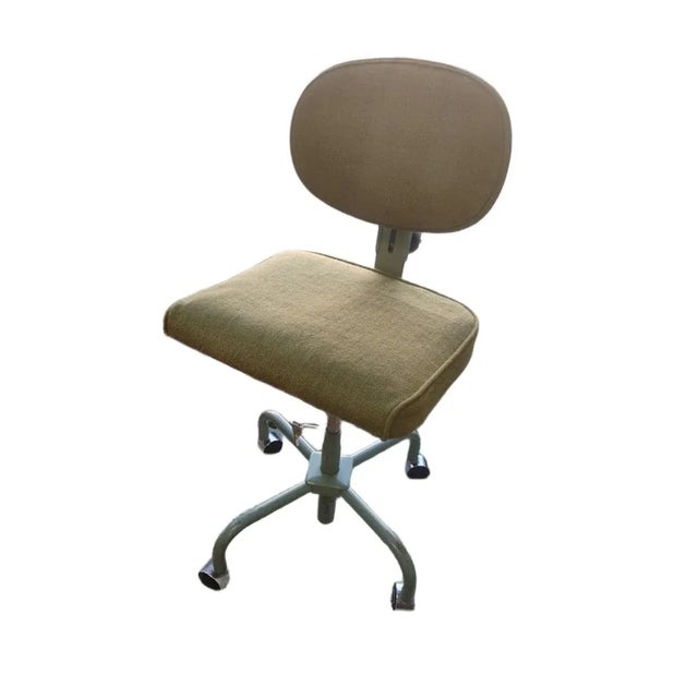 1970s Avocado Dept of Education MCM Industrial Rolling Chair For Sale - Image 13 of 13