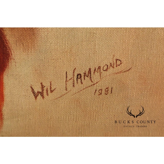 Framed Native American Portrait Painting Signed Wil Hamond 1981 "Lone Hawk" For Sale - Image 11 of 18