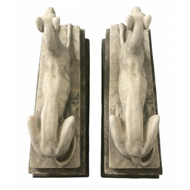 1990s Pair of Large Neoclassical Recumbent Greyhound Statues For Sale - Image 4 of 9
