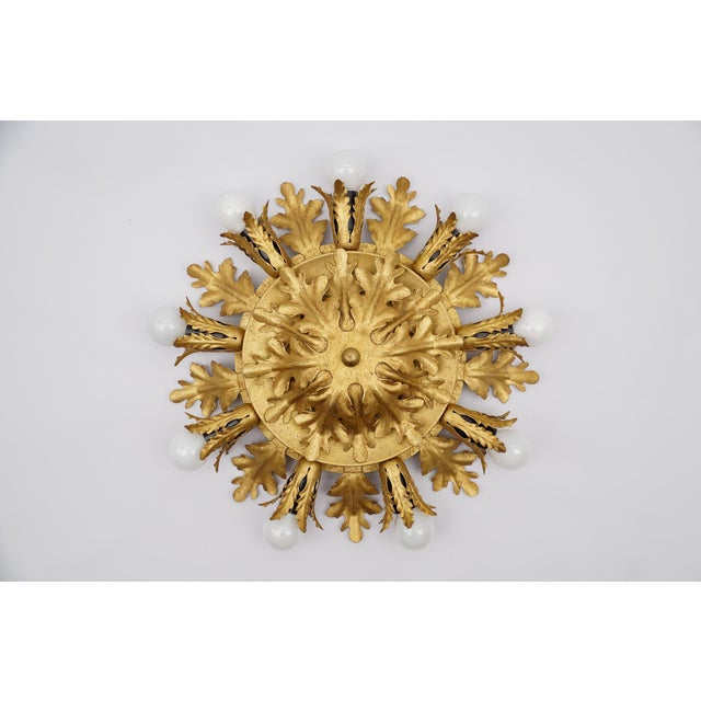 Large Vintage Florentine Leaf Ceiling Lamp by Banci Firenze, 1960s For Sale - Image 9 of 9