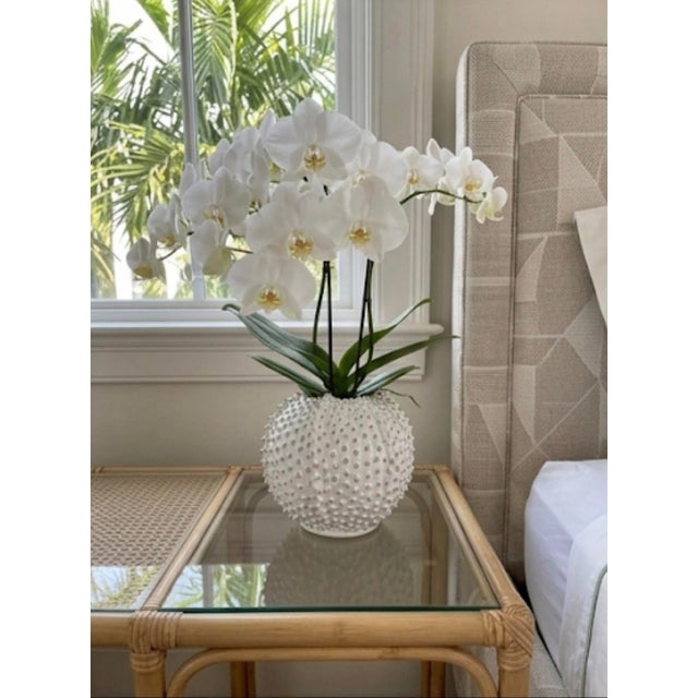 White Vintage Coastal Ceramic Sea Urchin Bud Vase For Sale - Image 8 of 12