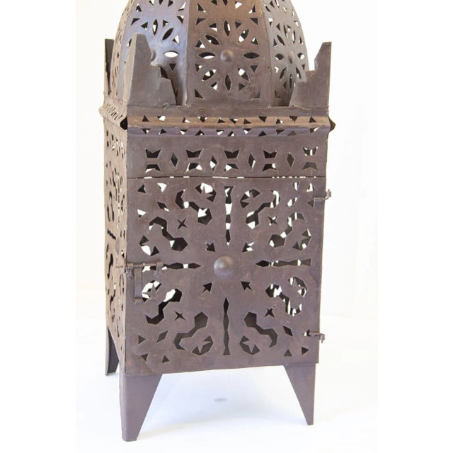 1980s Outdoor Moroccan Hurricane Metal Candle Lantern For Sale - Image 9 of 13