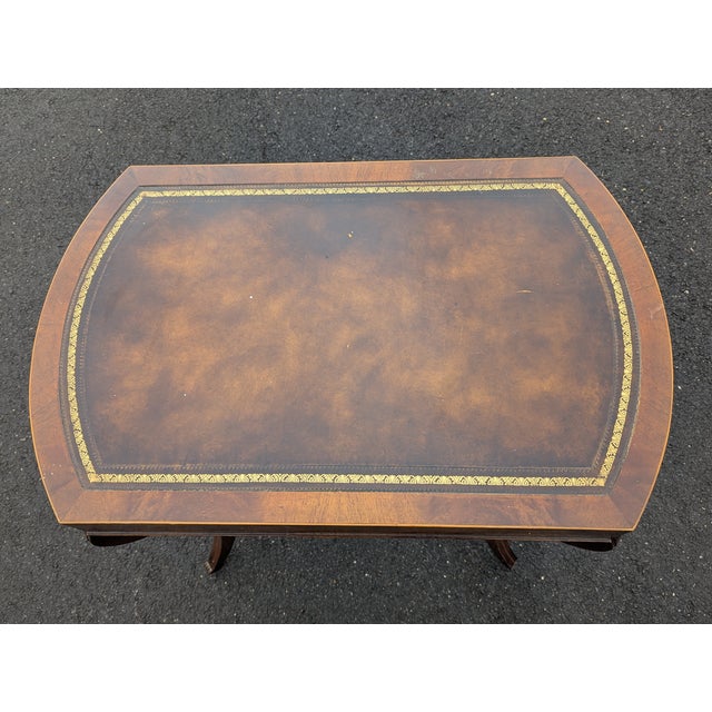 Biedermeier Vintage Weiman Occasional "Heirloom" Leather-Top Mahogany Table Model 352-1723 For Sale - Image 3 of 10