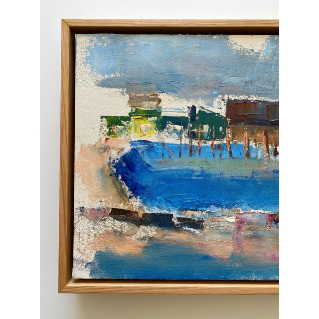 This Jim Lyons Contemporary Provincetown " Captain Jack's Wharf " original one-of-a-kind Abstract Expressionist custom...