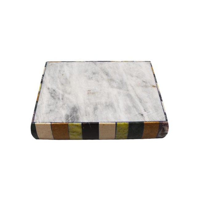 Turquoise Polychrome Semi-Precious Stone Hexagonal Inlaid Box, 20th Century For Sale - Image 8 of 14