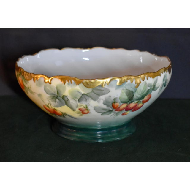 Limoges, France Antique T&v Limoges France Porcelain Bowl Hand Painted Strawberries Gold 1907 For Sale - Image 4 of 18