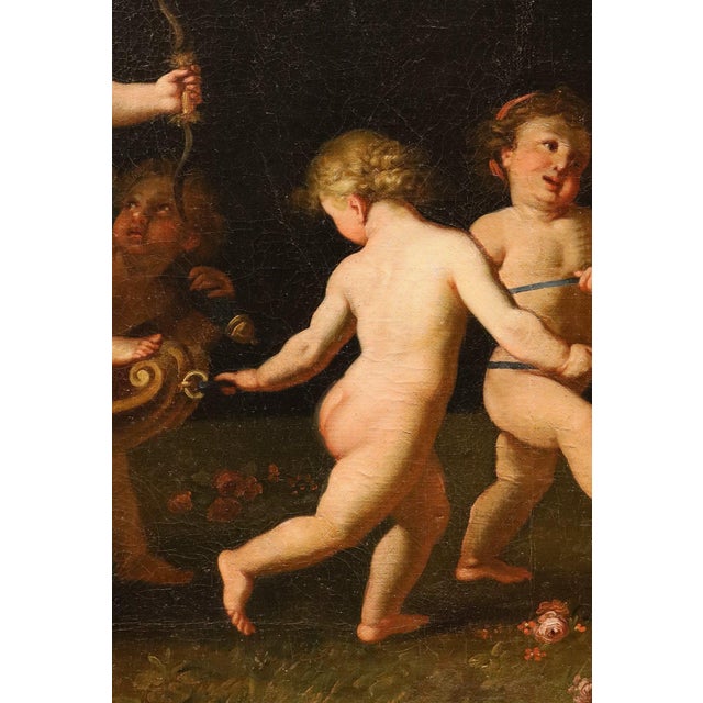 Francesco Albani, Cupids at Play Entertaining with Venus's Chariot, 17th Century, Oil Painting on Canvas, Framed For Sale - Image 4 of 15