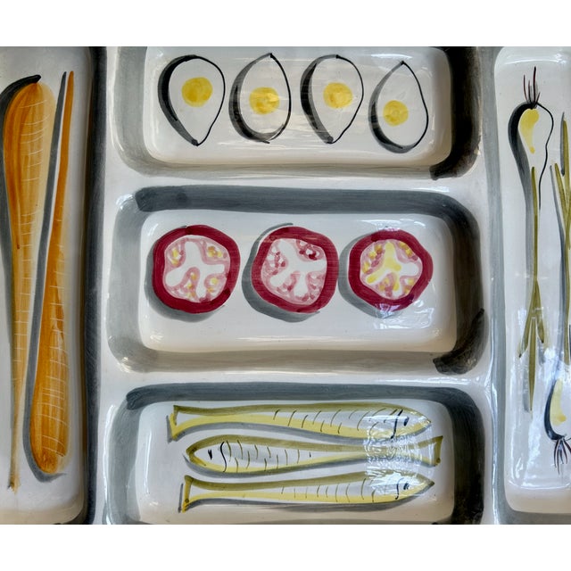 Mid 20th Century Italian Modern Hand Painted Handled Art Pottery Tray For Sale - Image 12 of 18