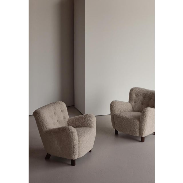 Scandinavian Modern Sheepskin Model FH-1669 Easy Chairs from Fritz Hansen, 1940s, Set of 2 For Sale - Image 6 of 17
