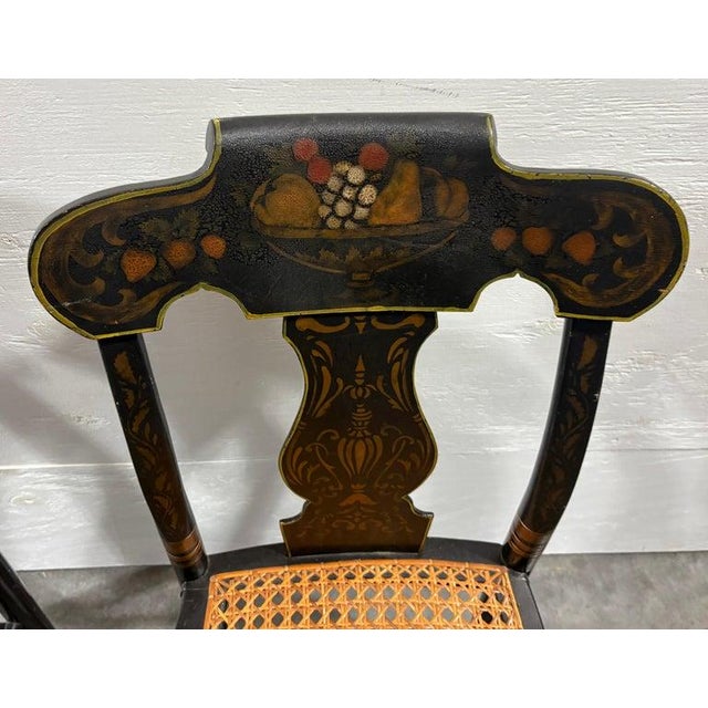 18thc Pair of Stenciled Pair of Cane Seat Chairs For Sale In Los Angeles - Image 6 of 11