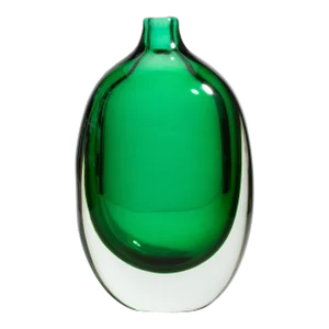 Hand Blown Murano Vase Sommerso in Emerald Green