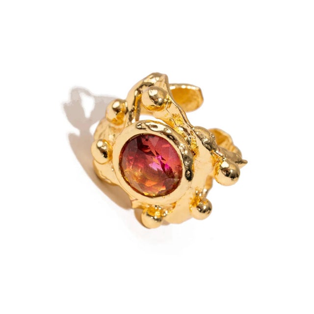 Modern Sacred Flame Tourmaline Gold Ring, Size 8 For Sale - Image 3 of 9