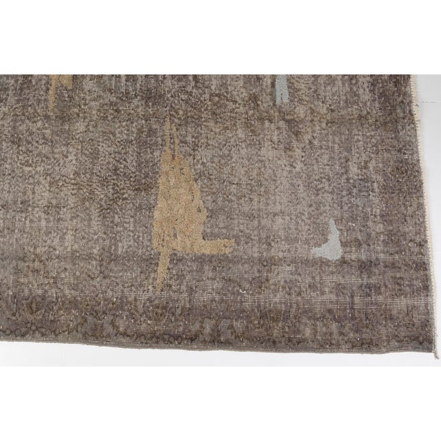 Mid 20th Century Earthy Beige & Soft Blue Accents Rug For Sale - Image 11 of 11