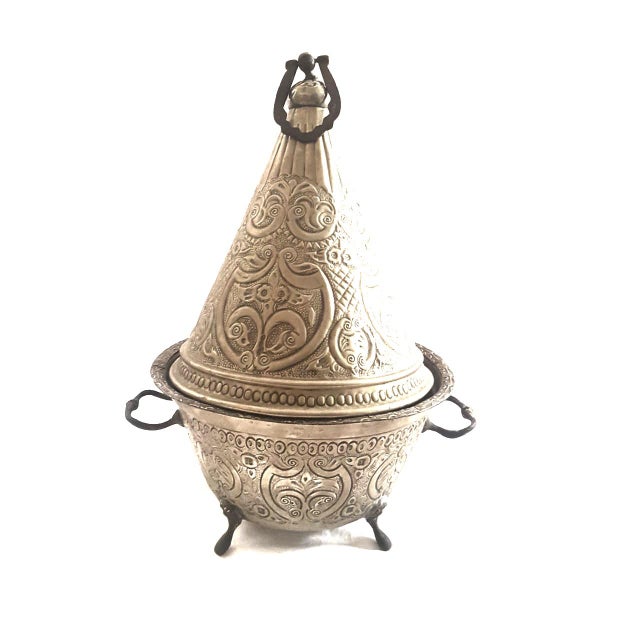 Moroccan Silver Serving Tagine Dish With Lid Chairish