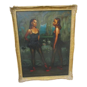 Black Swans Painting by June Cameron Circa 70s'