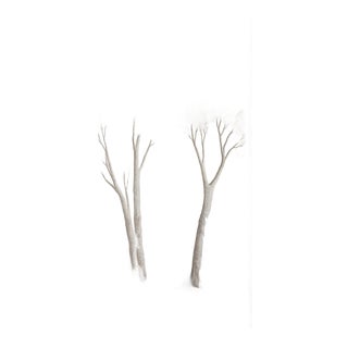 36" * H96" * 2ps, Hand-Painted Forest-Inspired Big Tree Scenic Wallpaper, French Natural Tree Landscape Wallpaper For Sale
