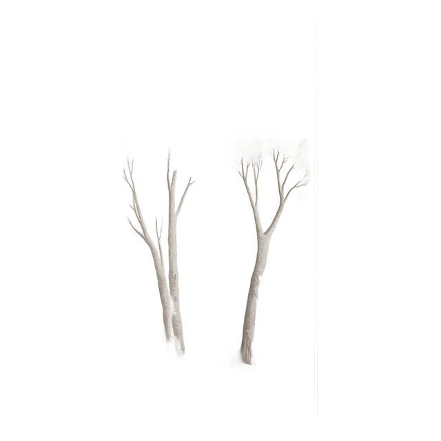 36" * H96" * 2ps, Hand-Painted Forest-Inspired Big Tree Scenic Wallpaper, French Natural Tree Landscape Wallpaper For Sale