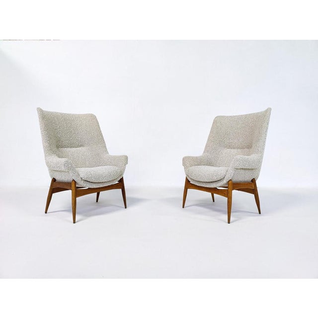 1950s Set of Mid-Century Modern Hungarian Armchairs in Beige Fabric by Julia Gaubek, 1950 For Sale - Image 5 of 11