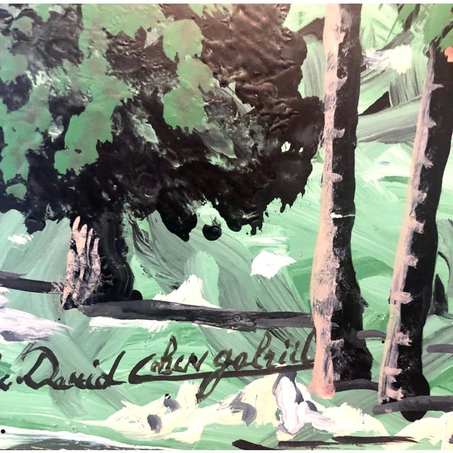 Early 20th Century Gabriel Cohen, Large Israeli Naive Art Screen Enamel Oil Painting Jerusalem Old City Folk Art For Sale - Image 5 of 12