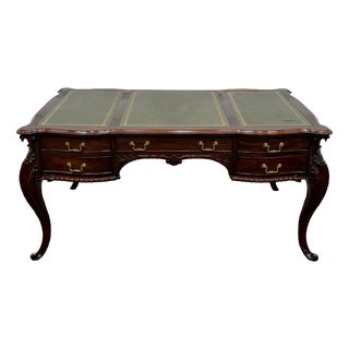 English Writing Desk with Leather Top For Sale